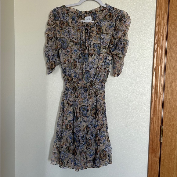 MISA Los Angeles Floral Print Dress with Puff Sleeves - Picture 1 of 5